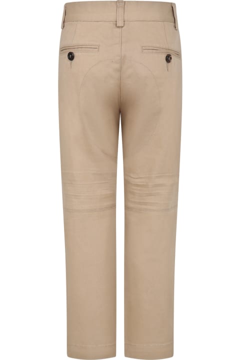 Bottoms for Boys Dsquared2 Beige Trousers For Boy With Logo