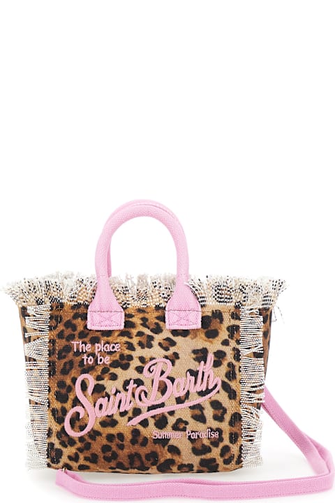 MC2 Saint Barth Accessories & Gifts for Girls MC2 Saint Barth 'vanity Mini' Brown Handbag With Adjustable And Removable Shoulder Strap And All-over Leopard Print In Cotton Girl