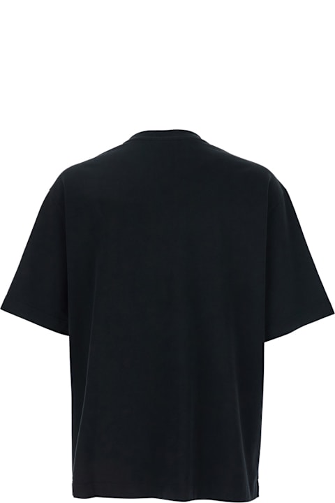 Homeware Maison Kitsuné Black T-shirt With Logo Lettering Printed On The Front In Cotton Man
