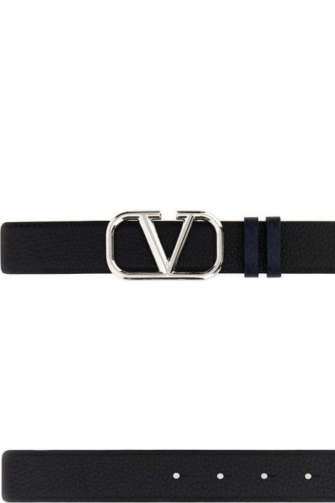 メンズ Valentino Garavaniのアクセサリー Valentino Garavani Black Leather Vlogo Belt