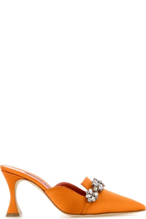 Manolo Blahnik Shoes for Women Manolo Blahnik Orange Satin Permu Mules