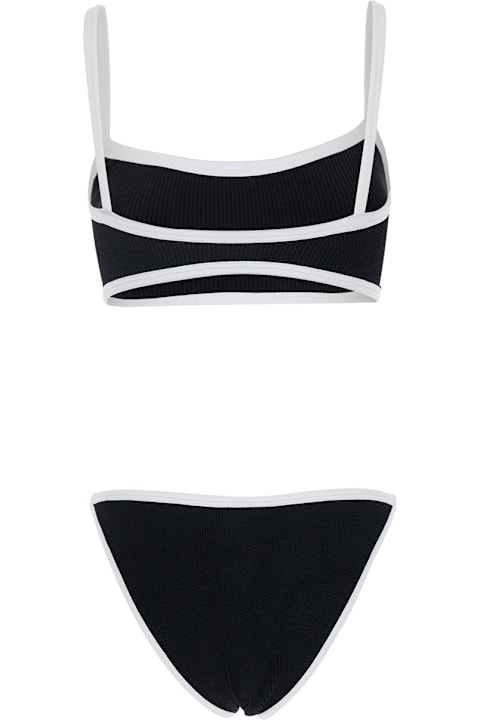 Homeware Hunza G 'tyler' Black Bikini With Contrasting Edges In Knitted Fabric Woman