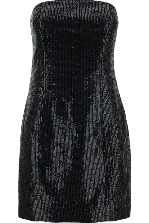 Fashion for Women Rotate by Birger Christensen Mini Black Strapless Dress With Paillettes In Cotton Woman