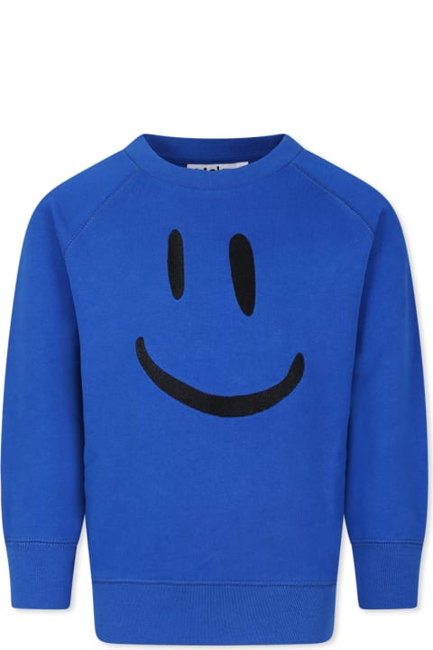 Topwear for Boys Molo Blue Sweatshirt For Kids With Smiley