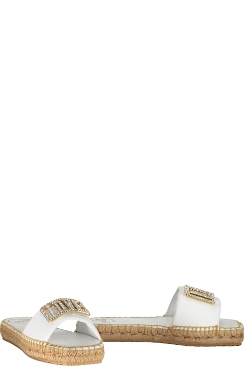 Fashion for Kids Love Moschino Leather Espadrille Slides