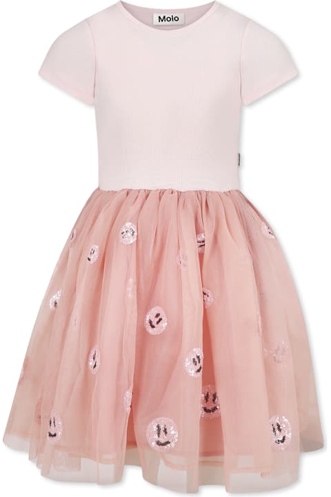 Homeware Molo Pink Dress For Girl With Smiley