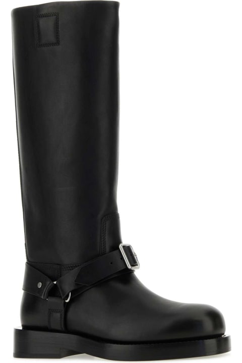 Burberry for Women Burberry Black Leather Saddle Boots