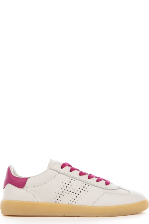 Hogan for Women Hogan Cool Sneakers In Fuchsia White Leather And Contrasting Bottom