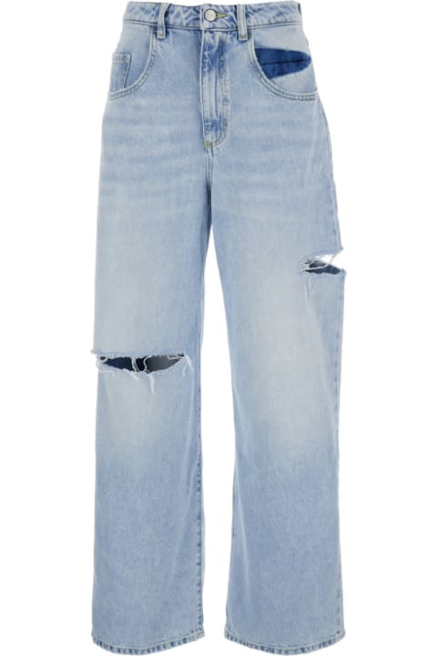 ウィメンズ Icon Denimのウェア Icon Denim 'poppy' Light Blue Wide Jeans With Cut-out In Cotton Denim Woman