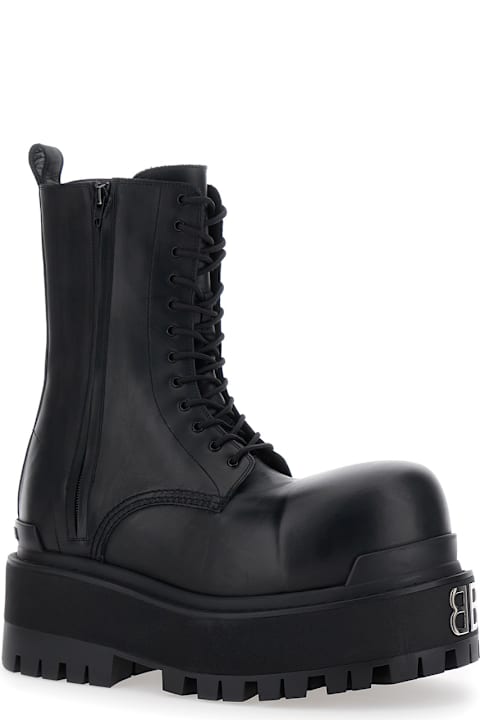 Balenciaga Shoes for Men Balenciaga Black Ankle Boots With Logo Plaque On The Front And Side Zips In Leather Man