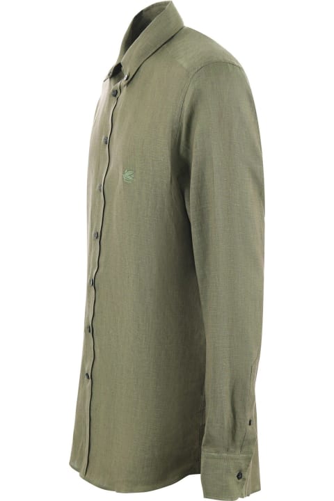 Etro for Men Etro Etro Linen Shirt Military Green Iridescent
