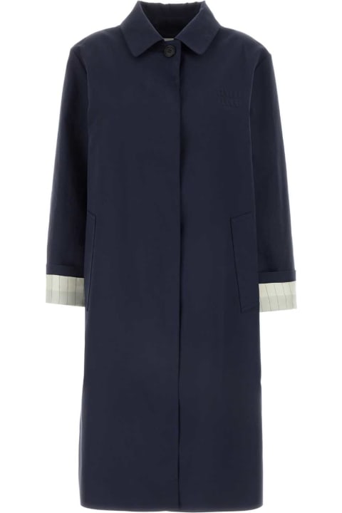 Miu Miu Coats & Jackets for Women Miu Miu Midnight Blue Cotton Trench Coat