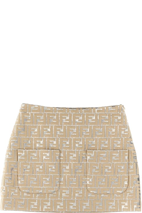 Fendi Bottoms for Girls Fendi Brocade Logo Skirt