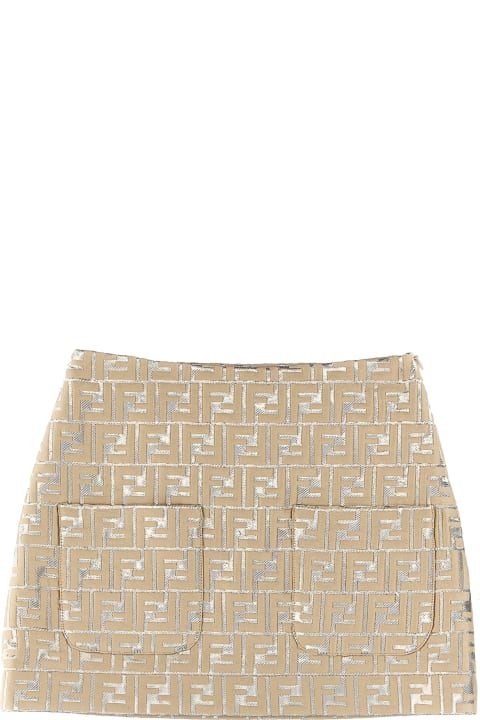 Fendi Bottoms for Girls Fendi Logo Brocade Skirt