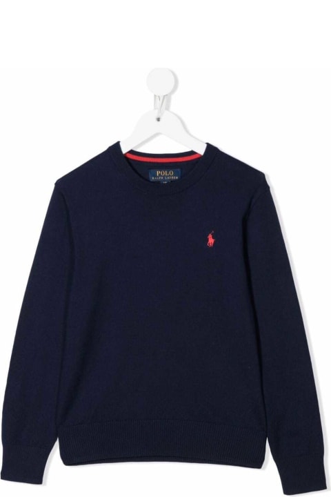 Polo Ralph Lauren Kids Boy's Blue Cotton Sweater With Logo