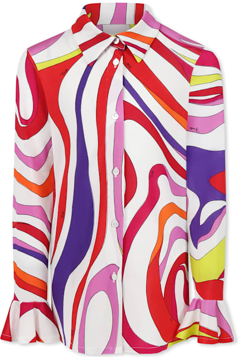 Pucci for Girls Pucci Multicolor Shirt For Girl With Marble Print