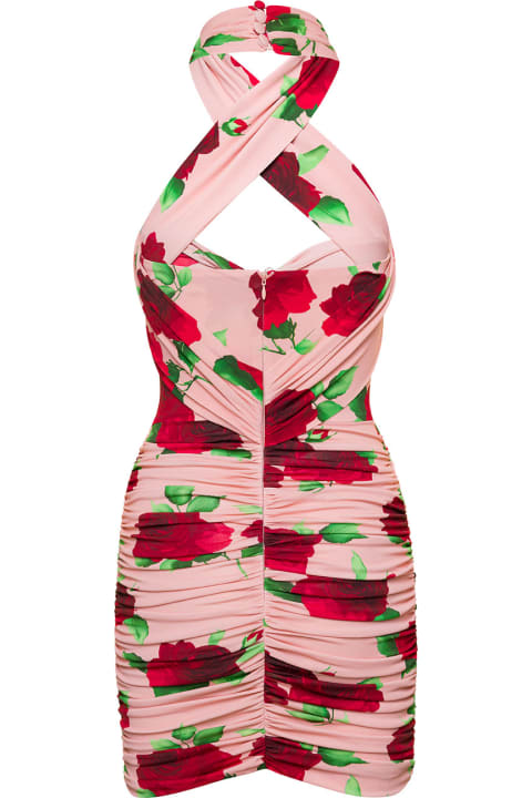 Fashion for Women Magda Butrym Pink Mini-dress With Floral Print All-over In Viscose Woman
