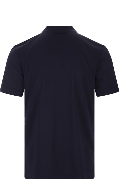 Hugo Boss Topwear for Men Hugo Boss Dark Blue Silk And Cotton Polo Shirt