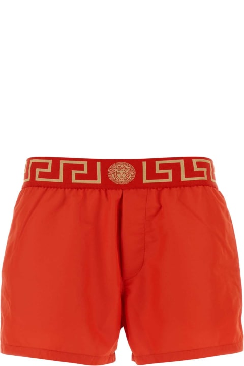 Versace Swimwear for Men Versace Red Polyester Swimming Shorts