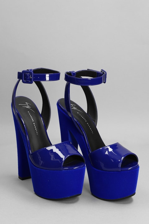 Tarifa Sandals In Blue Patent Leather