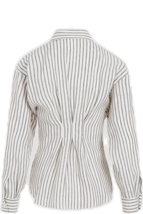 Max Mara Clothing for Women Max Mara Striped Collared Long-sleeve Shirt
