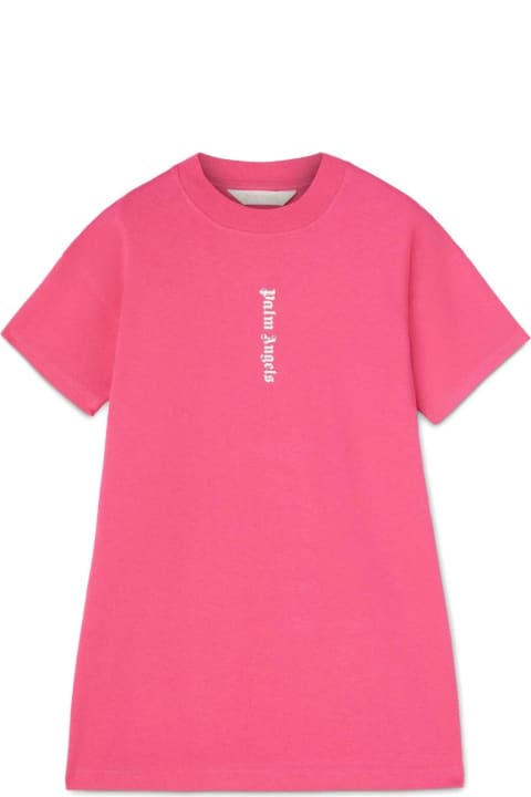 Fashion for Girls Palm Angels Fuchsia Maxi T-shirt Dress With Front And Back Logo