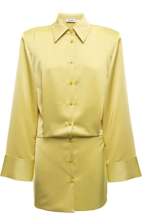 The Attico Woman's Margot  Yellow Satin Dress