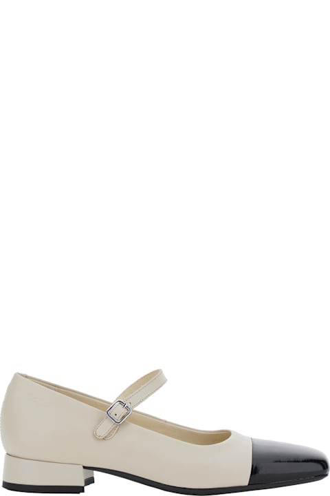 Vagabond Shoes for Women Vagabond 'debby' White And Black Slingback Pump With Adjustable Strap In Leather Woman