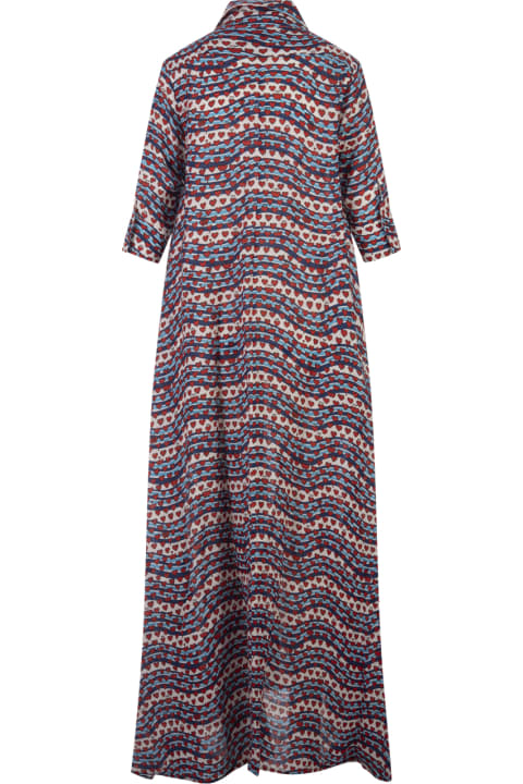 ウィメンズ Alessandro Enriquezのワンピース＆ドレス Alessandro Enriquez Long Printed Linen Shirt Dress