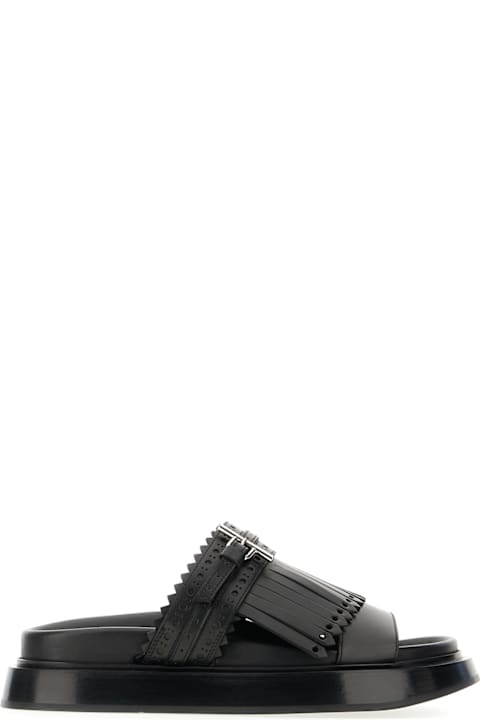 Alexander McQueen Flat Shoes for Women Alexander McQueen Black Leather Slippers
