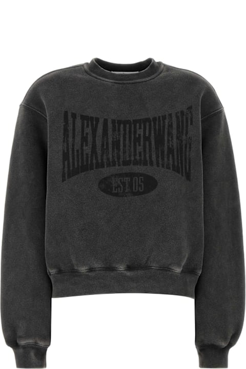 Alexander Wang Fleeces & Tracksuits for Women Alexander Wang Charcoal Cotton Blend Oversize Sweatshirt