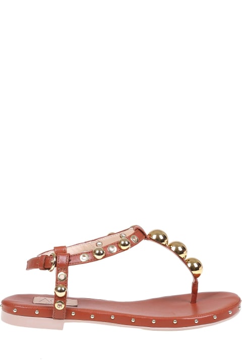 Flip Flop With Studs And Leather Color