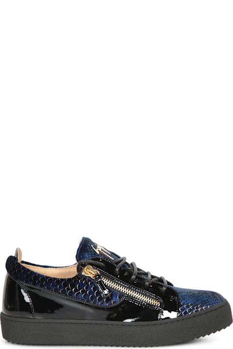 Giuseppe Zanotti for Men Giuseppe Zanotti Frankie Zip Croco Black Sneakers