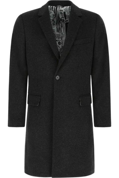 メンズ新着アイテム Dolce & Gabbana Slate Wool Blend Coat