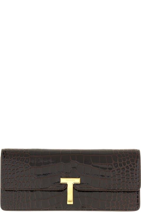 Tom Ford Clutches for Women Tom Ford Logo Plaque Evening Clutch Bag