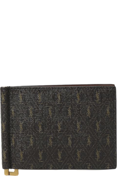 Leather Wallet With All-over Monogram Motif