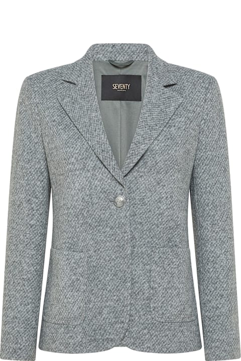 Seventy for Women Seventy Women's Grey Single Breasted Wool Blend Jacket