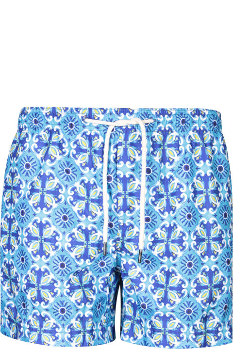 Peninsula Swimwear Clothing for Men Peninsula Swimwear Patterned Swim Shorts In Blue/yellow