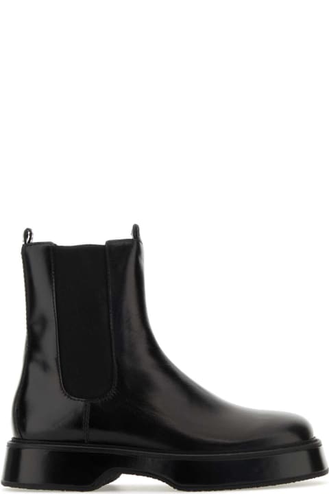 Boots for Men Ami Alexandre Mattiussi Black Leather Ankle Boots