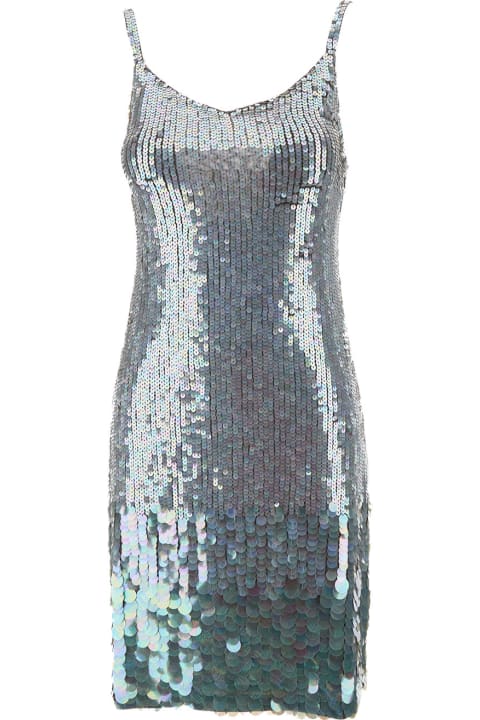 Parosh for Women Parosh Mini Grey Dress With All-over Multicolor Sequins In Stretch Polyamide Woman