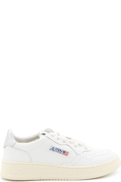 Autry White And Silver Leather 01 Low Top Sneakers