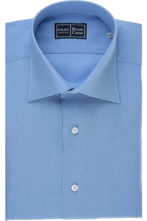 Fashion for Men Fray Regular Fit Shirt In Azure Linen