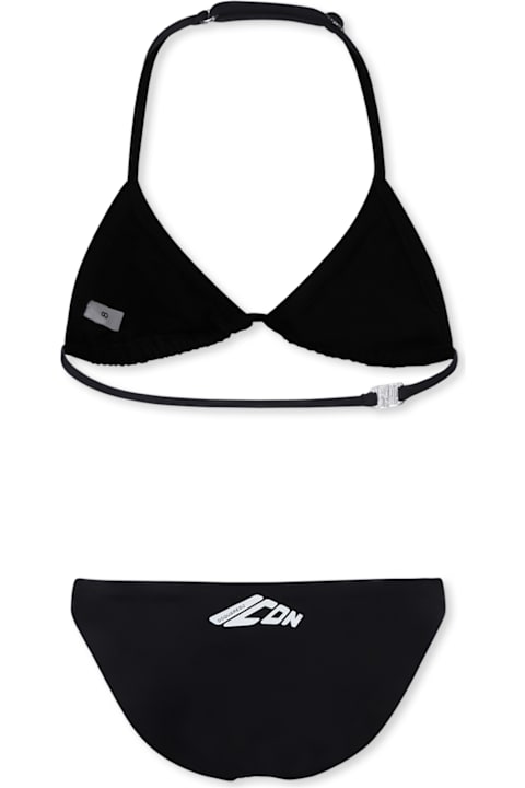 Dsquared2 Swimwear for Girls Dsquared2 Black Bikini For Girl With Logo