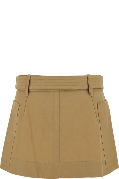 Low Classic Women Low Classic Beige Asymmetric Mini-skirt With Logo Charm In Cotton Blend Woman