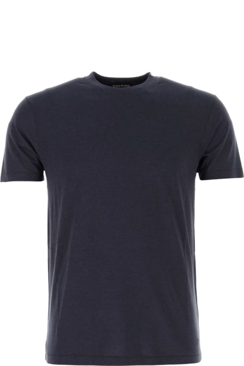 メンズ Tom Fordのウェア Tom Ford Navy Blue Lyocell Blend T-shirt