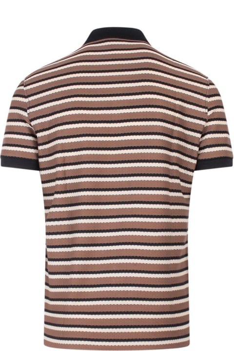 Ferragamo Shirts for Men Ferragamo Striped Logo Embroidered Polo Shirt