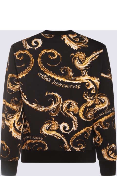 سترات صوف وبدل رياضية لـ القسم الرجالي Versace Jeans Couture Black And Gold Cotton Sweatshirt
