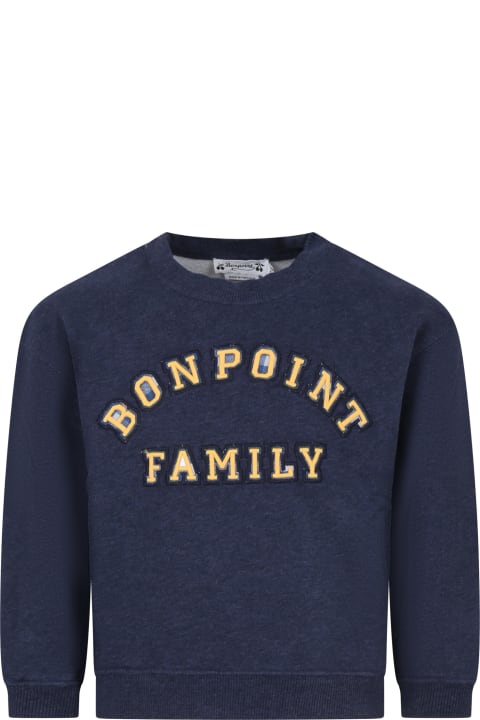 Bonpoint for Kids Bonpoint Blue Sweatshirt For Boy With Logo