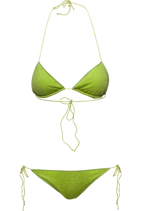 Oseree Swimwear for Women Oseree Green Triangle-shaped Bikini In Lurex Woman