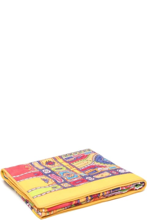 Textiles & Linens Etro Multicolor Beach Towel With Paisley Ornamental Print In Cotton Terry Home
